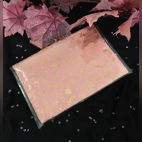 Fabric Book Sleeve/ Cover With Pink And Gold Flower Print - Picture 6 of 8